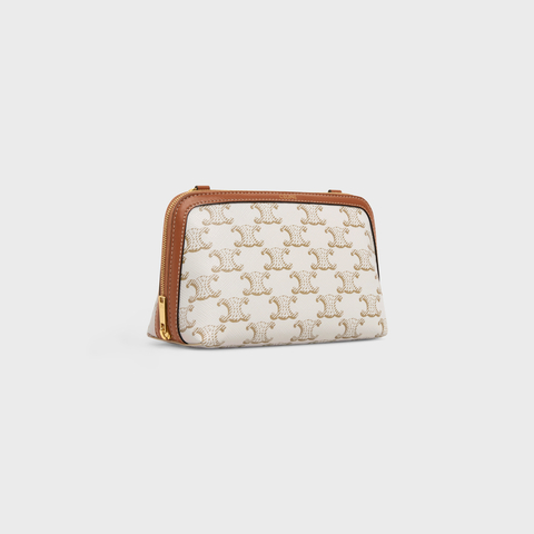 CLUTCH WITH CHAIN IN TRIOMPHE CANVAS AND LAMBSKIN WHITE/TAN - Image 2